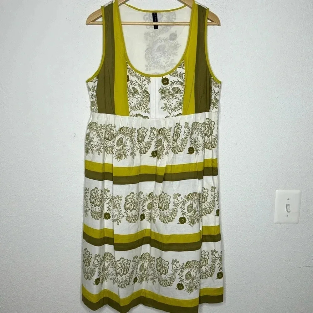 KAS Designs size medium floral linen/cotton blend cottage core lined dress